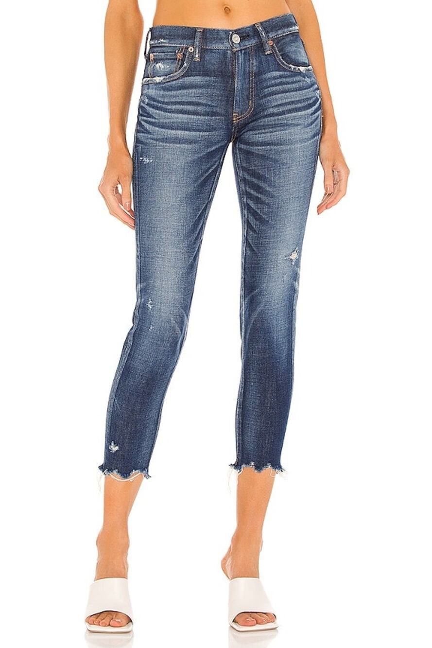 MOUSSY Vintage CHECOTAH SKINNY Distressed Dark Rinse Jeans Size 28